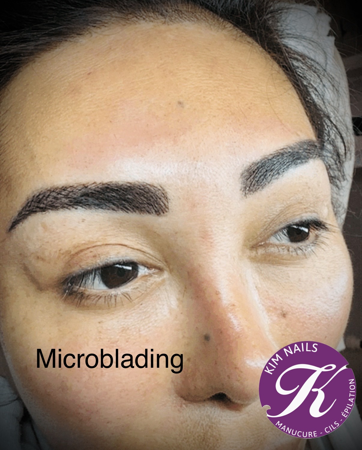 Eyebrows redefined with microblading at Kim Nails